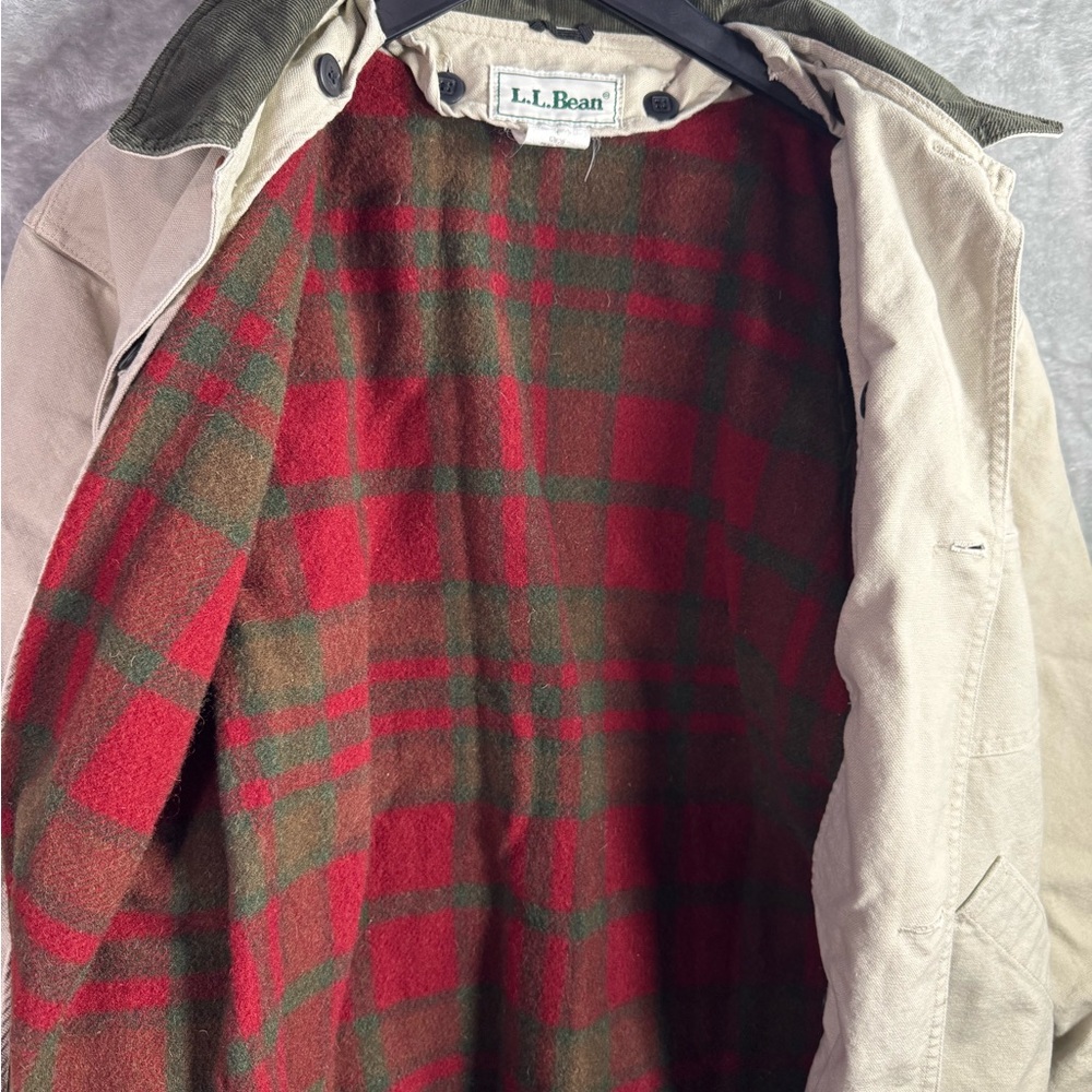 Vintage LL Bean Canvas Chore Coat Corduroy Blanket Lined Mens Large Tall 90s